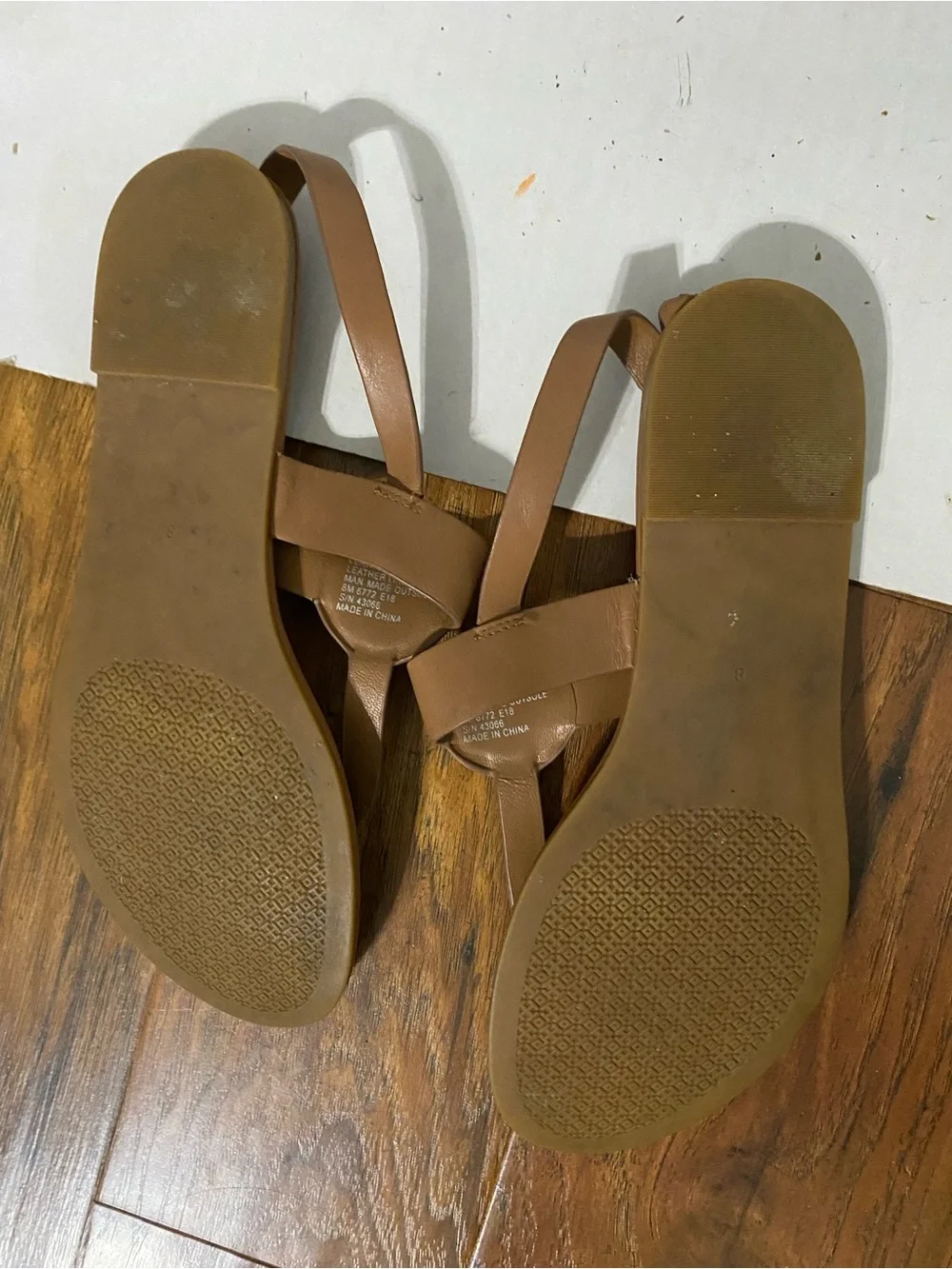 Tory Burch Cognac Leather T-Strap Sandals with Gold Medallions